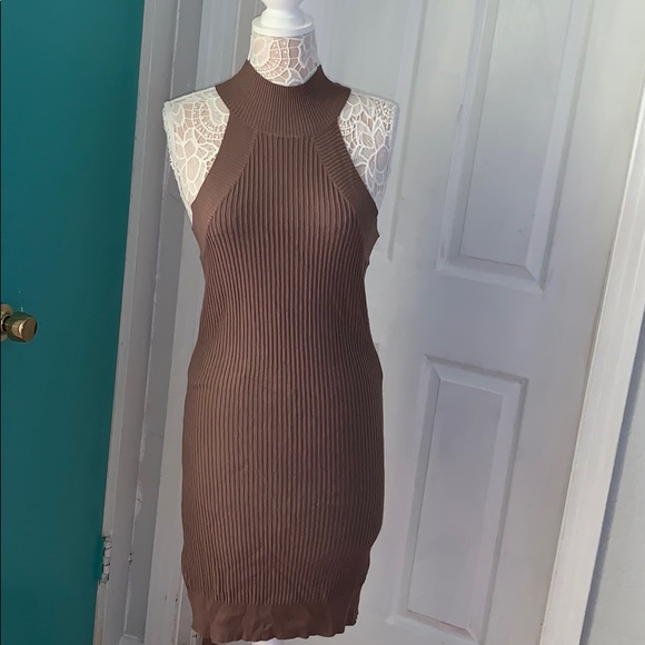 Papaya Mocha Bodycon Sleeveless Dress - Picture 3 of 7